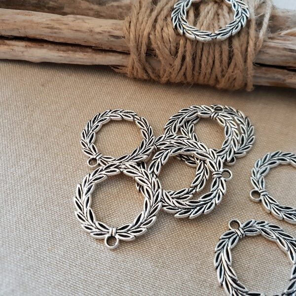 Charm argent - Couronne feuilles de lauriers
