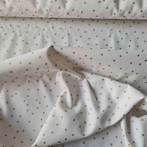 Rico Design - TISSU 13 Toile Blanc pois or