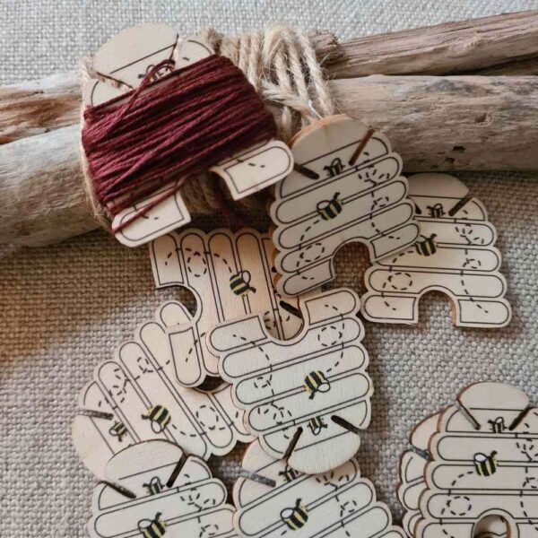 LCF - Carte en bois Ruche , pour rangement de fils
