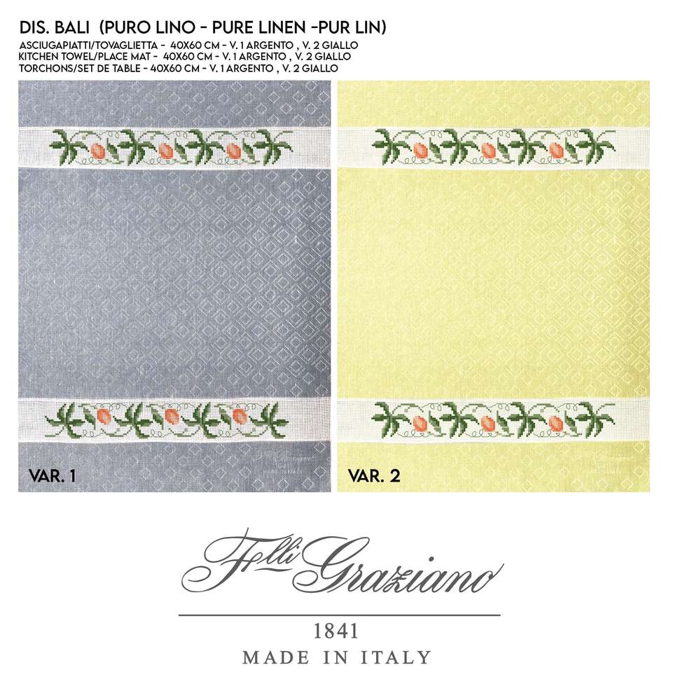 285454600_5312899522081934_3036730234219893981_n_ml GRAZIANO - Torchon à Broder modèle Bali coloris Argent – Image 1