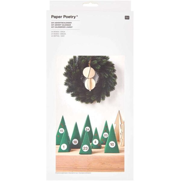 Rico design - Calendrier l'avent, arbres, papier kraft Vert