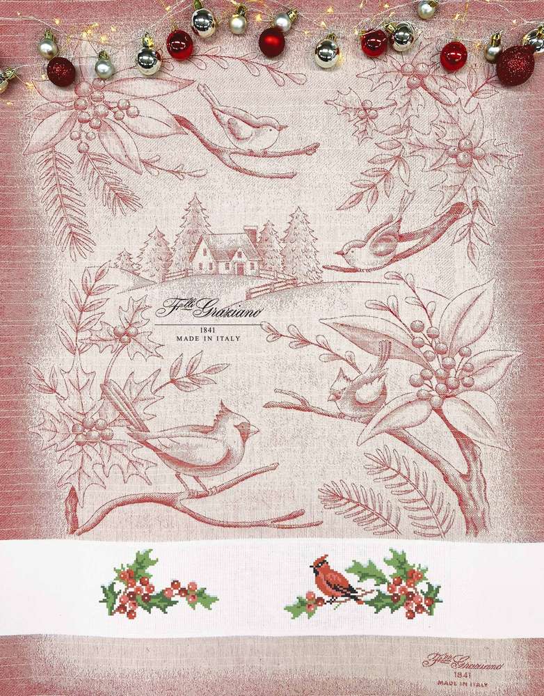 370623281_679596120866412_805401239306001511_n_ml GRAZIANO - Torchon à Broder modèle BIRDS coloris Rouge – Image 1