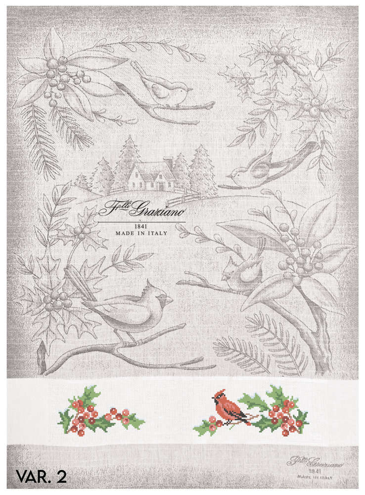 371100382_680198080806216_4339249027765043691_n_ml GRAZIANO - Torchon à Broder modèle BIRDS coloris Gris – Image 1