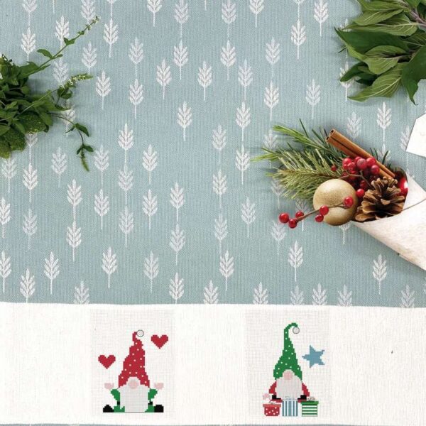 GRAZIANO - Torchon à Broder modèle TRECCE coloris Vert D'eau