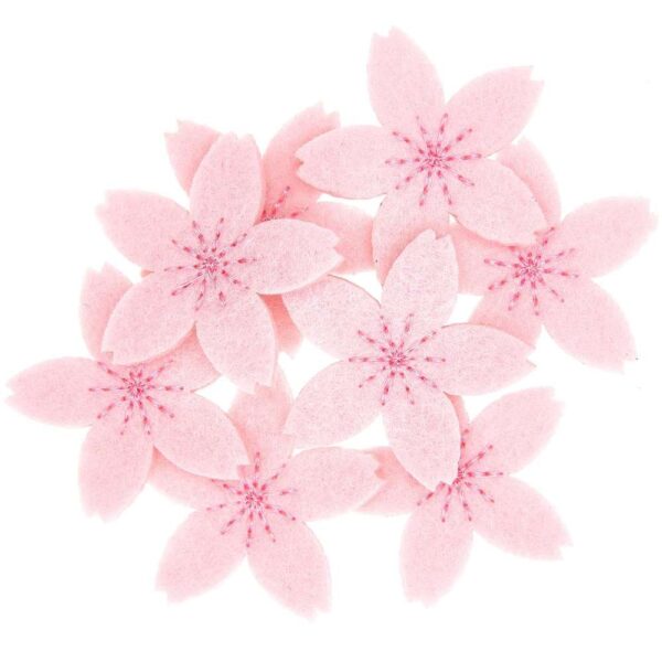 Rico Design - Confetti feutrine, fleurs de cerisier rose brodé, 8pcs