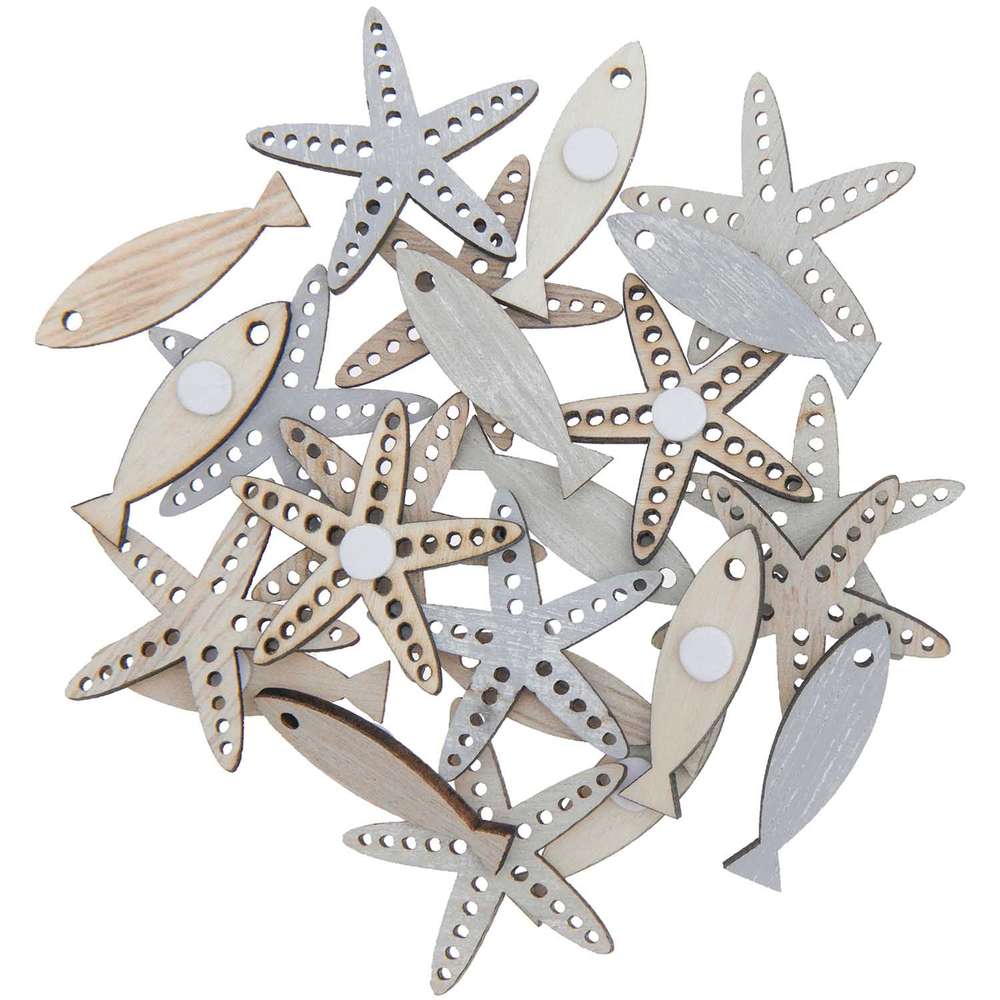 7040.32.34_1_ml Rico Design - Déco autocollante poisson & étoile de mer mixe, nature, bois, 24 p – Image 1