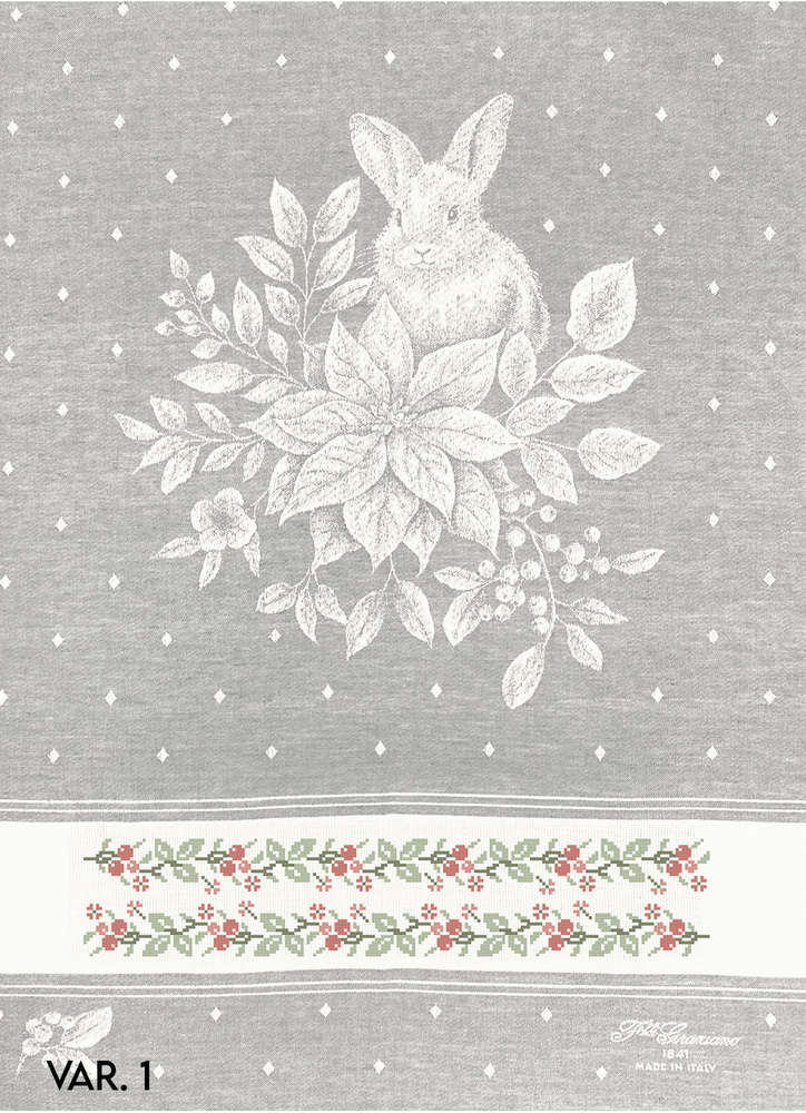 BATUFFOLO_GRIGIO_ARGENT_ml GRAZIANO - Torchon à Broder modèle Batuffolo Grigio / argent – Image 1