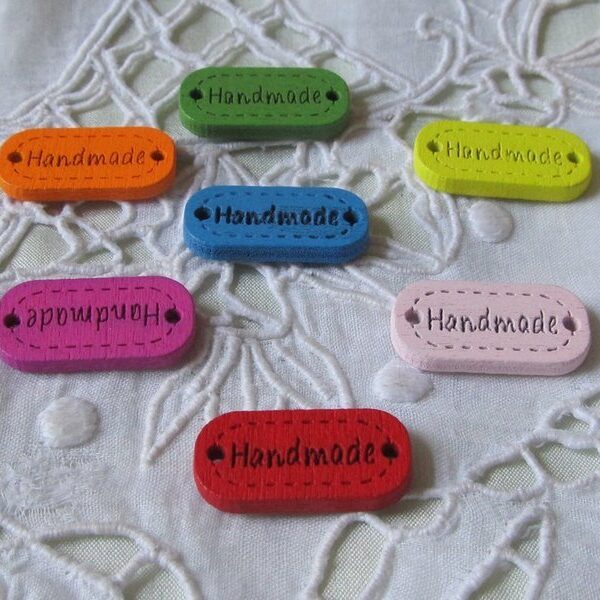 Etiquette Bois-  Handmade Vert