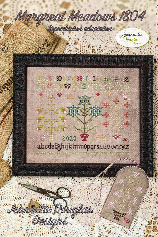 MargreatMeadows1804_web_ml Jeannette Douglas - Margreat Meadows 1804 Reproduction Sampler Adaptation – Image 1
