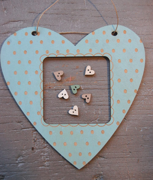 The Bee Company - Cadre coeur pois bleu vintage