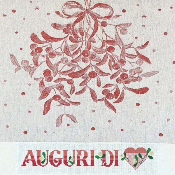 GRAZIANO - Torchon à Broder modèle Bacio coloris Rouge