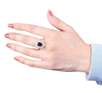 Bague de mariage en or gris 18k, rubis naturel non chauffé de 2,98 ct